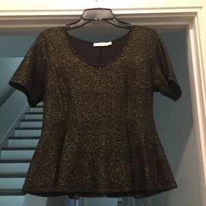 Black and Gold Sparkly Peplum Top